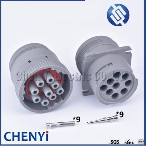 1set grey Deutsch 9 Pin HD10 Series New ROHS waterproof auto connector Diagnosctic Tool circular Connector HD16-9-96S HD10-9-96P