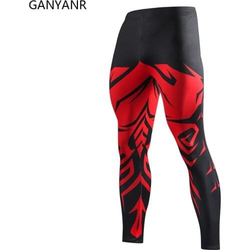 GANYANR Running Tights Men Leggings Compression Pants Sportswear Gym Fitness Sexy Basketball Yoga Training Workout Exercise Long