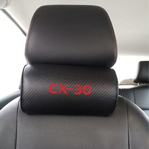 Car Head Pillow for Mazda Cx-30 Carbon Fiber Leather Auto Seat Headrest Neck Rest Cushion Pillows Car Accessories Interior
