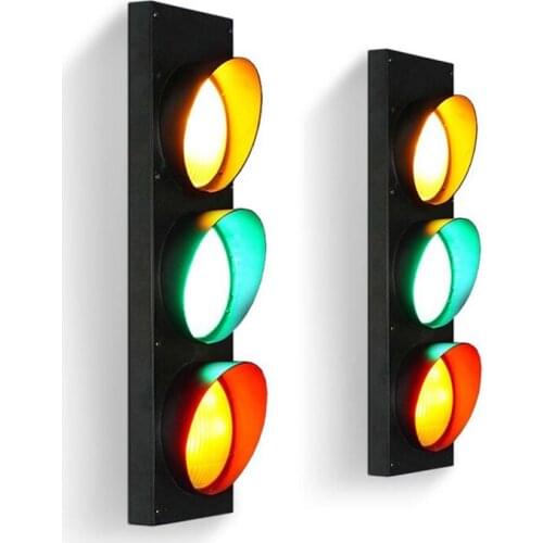 Mezzanine creative personality American traffic light iron art Retro wind LED lamp coffee shop bar restaurant wall lamp WJ110818