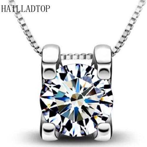 Crystal Pendent Silver Plated Necklace Short Clavicle Unique Pendant Women Fashion Only Love Crystal Square Jewelry