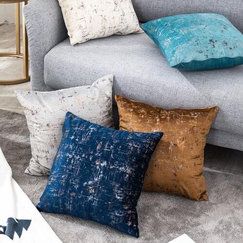 Home Square Pillowcase Cushion Cover Velvet Decoration Velvet Plain Bronzing Pillow Case For Sofa Bed Car Home Throw Pillow