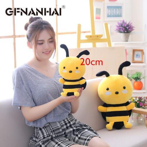 1pc 20cm kawaii honeybee plush toy cute little bee with wings baby dolls stuffed lovely toys for children appease birthday gift