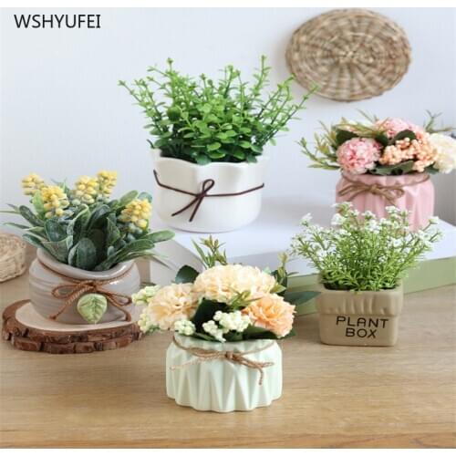 Simulation plant fake flower potted green plants small bonsai living room indoor succulents ornaments net red ornaments