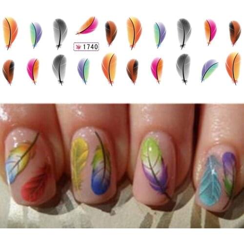 Fashion 3D Feather Manicure Sticker Beauty Leopard Water Transfer Stickers Decoration Nail Art Tips Feather Decals