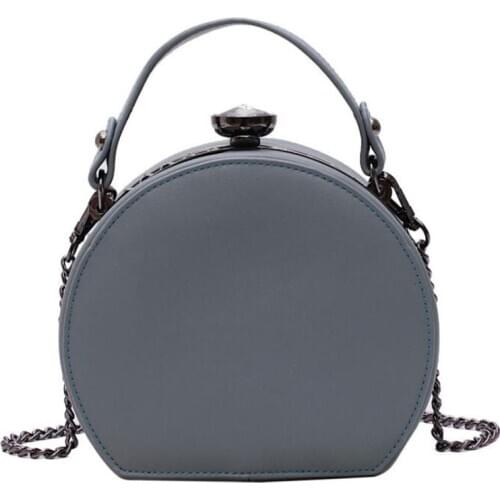 Fashion Rivet Round Bags For Women 2021 PU Leather Handbags Women Bags Designer Chains Diamonds Women Shoulder Crossbody Bags