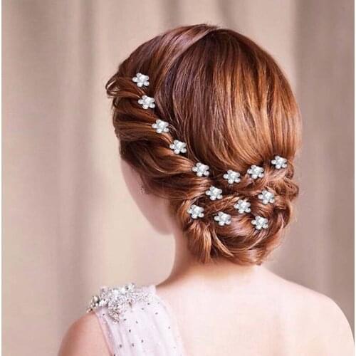 Fashion Pearl Rhinestone Flower U Shape Hair Clips For Women Wedding Bridal Hair Pins Barrette Elegant Bun Hair Accessories