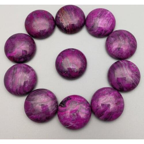 Fashion Natural Charoite stone round cabochon 20mm purple onyx stone beads 12Pcs for jewelry charm Ring accessories no hole