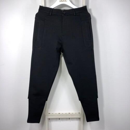 Owen Seak Men Casual Pencil Pants High Street Wear Mens Clothing England Sweatpants Preppy Autumn Winter Cross Black Pants