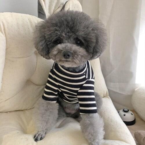 Korean Basic Style Pet Clothes Striped Puppy Pet Shirt Clothing For Small Medium Dogs Costume Ropa Perro Soft Dog Clothes Pug