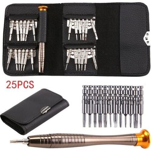 25 in 1 Screwdriver Repair Tool Kit Torx Screwdriver Wallet Utility Kit Set Repair Tools For Phone Hand Tools with Leather Pouch