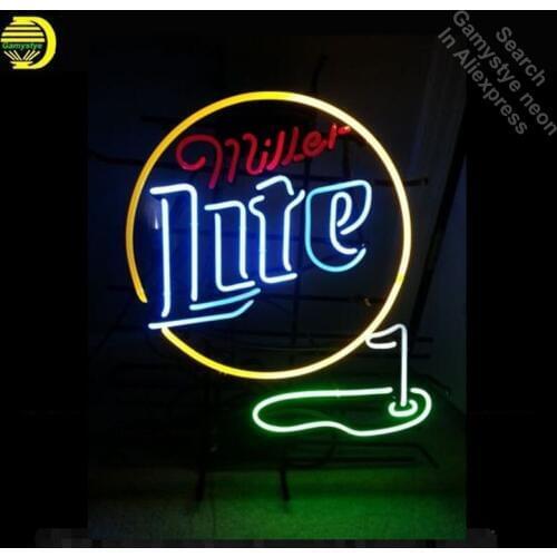 Neon Sign for Miller Light Golf with Flag Neon Bulb sign handcraft Real Glass tubes Decorate windows sign Hotel Beer Bar pub