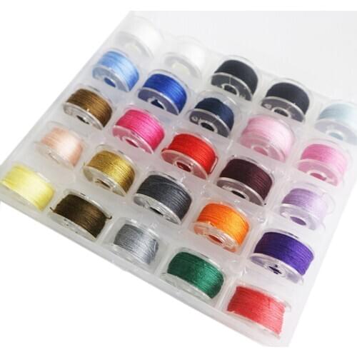 25 Pcs/set Sewing Embroidery Threads DIY Handicraft Prewound Bobbin Threads with Storage Box, Colorful