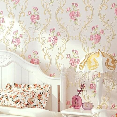 Beibehang Warm garden non-woven wallpaper 3D stereo European flower living room bedroom wallpaper pressure thickening