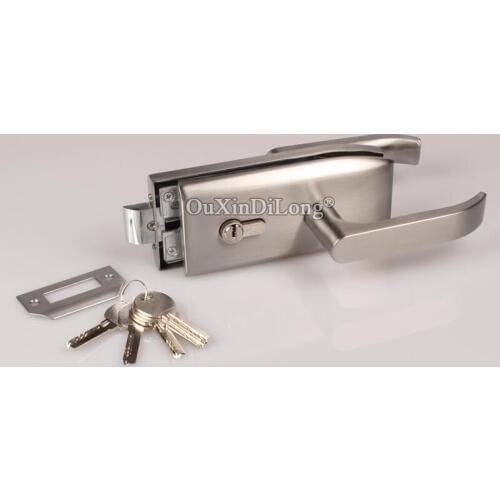 Office partition single door lock with handles, glass door central stainless steel lock, for glass thickness 8-12mm JF1664