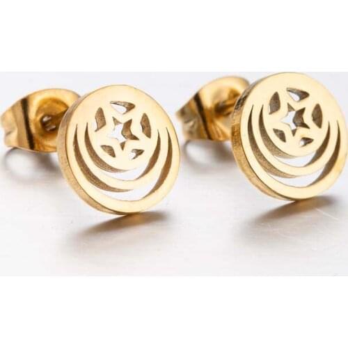 Wholesale Round Mini Star Earrings Men Girls Earrings Gold Stainless steel Jewelry Fashion Jewelry Walloween Earrings Anime