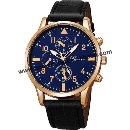 Wholesale Casual Leather Wristwatch Blue Casual Men Quartz Watches Geneva Blue Women Men Sport Wrist Watches Geneva 8594
