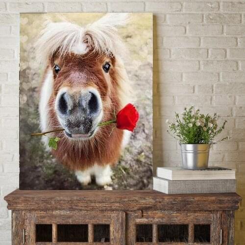 Hot New Diamond painting Rose With Donkey Diy Diamond Embroidery Animal Pasted round full Drill home decor crafts HR32657