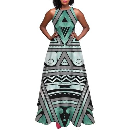 Hycool Custom Casual Vintage Dresses New African Tribal Symmetric Print Sleeveless Wedding Gown A-Line Evening Celebrity Dresses