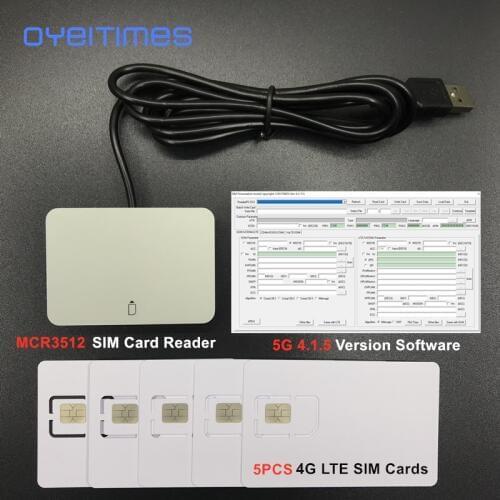 OYEITIMES 4G LTE SIM Card Reader Writer Programmer+5PCS 128k 4G LTE Blank SIM Cards +1PC 2G3G4G5G 4.1.5 Ver SIM Card Software