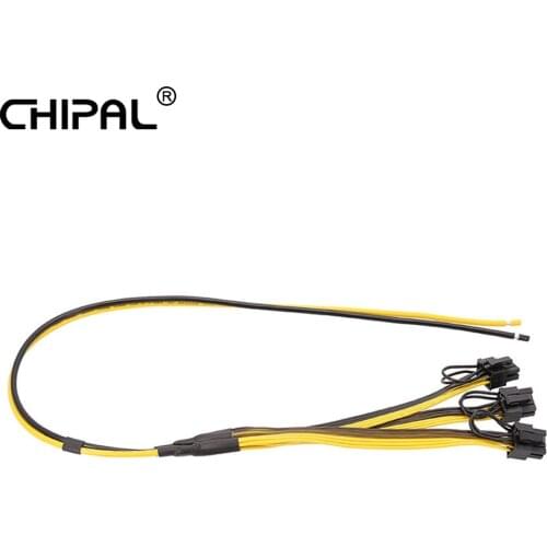 5PCS CHIPAL 70CM 6+2 8Pin Power Supply Cable Splitter Cord 12AWG 50CM Main line to 3 Sub-line 20CM 18AWG for Graphics Card PSU