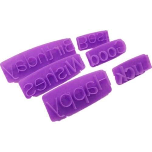 Best Wishes Good Luck Happy Birthday Cookie Cutter Plastic Biscuit Knife Fruit Cake Kitchen Tools Mold Embossing Printing