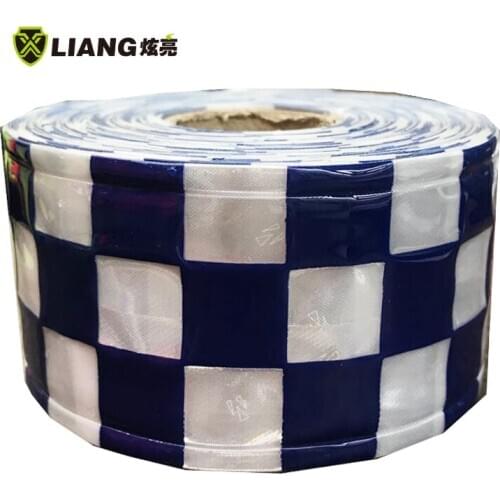 Blue and white checkerboard reflective lattice reflective strip 5CM reflective accessories logo can be customized safety warning