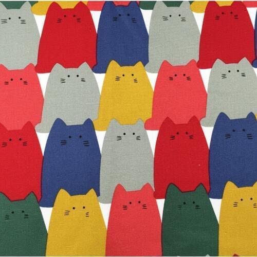 Color cartoon cat fabric Shuangjing double weft fabric sofa fabric sofa fabric