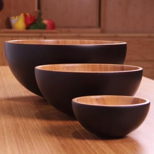 Solid Bamboo Bowl Tableware Dinnerware Children Dinner Service Natural Healthy Heat Resistant Creative Children Fruit Sala