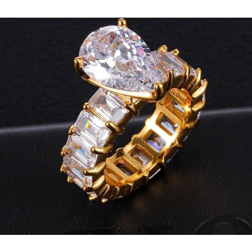US7 2020 New Heart Rings For Women Men High Quality Copper Gold Silver Color Iced Out Cubic Zirconia Ring Hip Hop Jewelry Gift