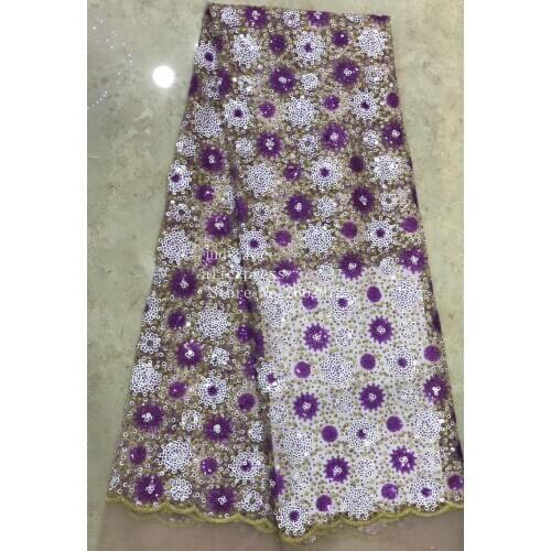 Stock 5yards/bag BH72# Mixed color sequins embroidery French fashion fabrics for wedding dresses fashion stage