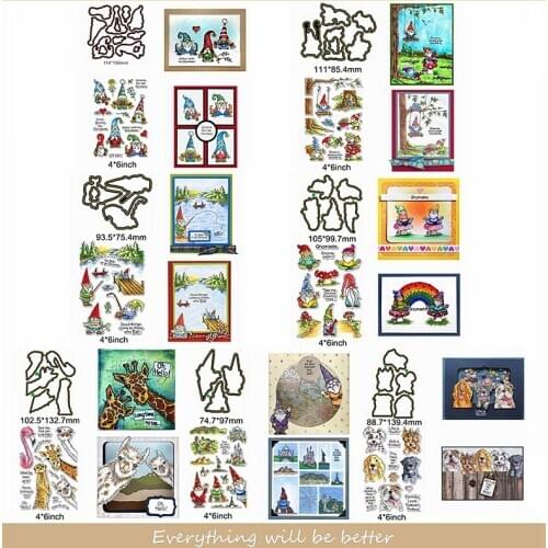 Merry Christmas Mix Santa Deer Dog Animals Hat Tree Mushroom River Metal Cutting Dies Match Clear Silicone Stamps Make Cards Hot