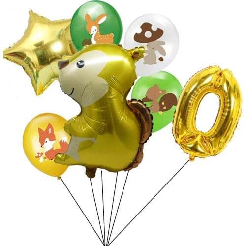 1set Forest Animal Foil Balloon 12inch Latex Balloon Fox Hedgehog Animal Theme Party Birthday Ball Baby Shower Decoration Globos