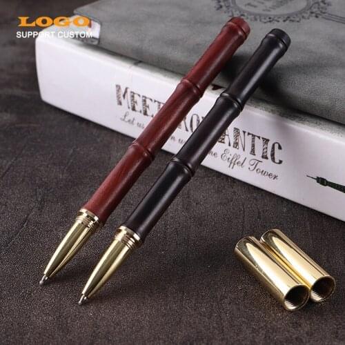 High Quality Bamboo shape Black Luxury Wood Ballpoint Pen Business Gifts Ball Pen Writing Office School Supplies Stationery