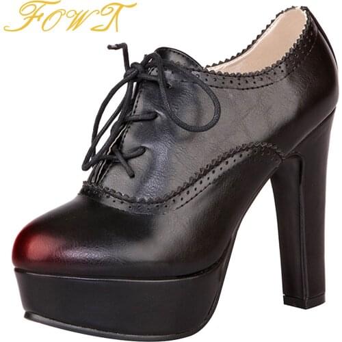 Black Ankle Boots Med Round Toe Square Heels Platform Womans Booties Large Size 13 14 Ladies Winter Fashion Mature Shoes FOWT