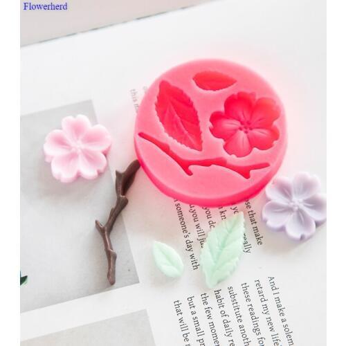 1 set flower leaves branch shape fondant cake silicone mold cake decorating tools handmade soap mold DIY chocolate biscuit mold