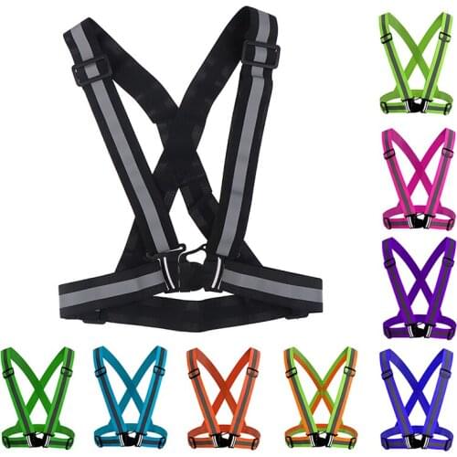 1pc Safety Adjustable Safety Reflective Visibility Striped Vest Jacket Highlight For Night Riding Cycling Sports