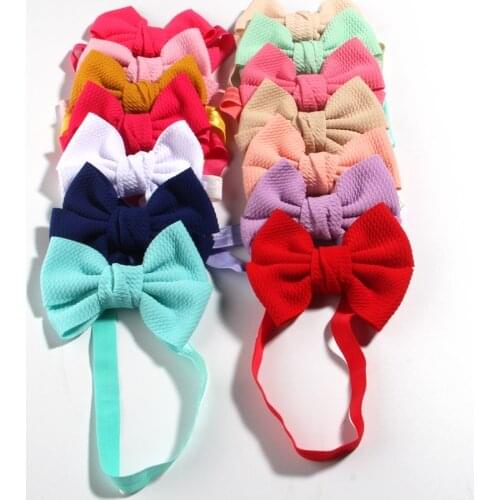 120Pcs/lot11cm 4.3" Wholesale Seersucker Waffle Hair Bows Headbands Hair Accessories For Girls Kids Women