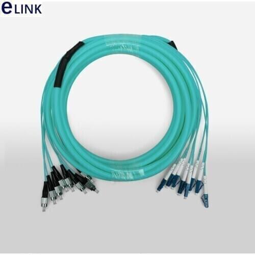 15m 8 cores fiber patchcord OM3 bundled jumper LC SC FC ST branch cable 2.0mm Multimode optical fiber patch lead 8C bundle
