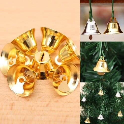 20Pcs Gold Silver Christmas Jingle Bell for Christmas Tree Decorations Hanging Metal Bells Navidad 2021 New Year 2022 Ornaments