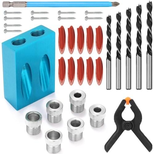 34 Pcs Woodworking Inclined Hole Locator Drilling Guide Hole Opener Tool Set Woodworking Drilling Regulator Woodworking Hole Jig