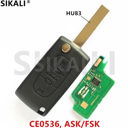 3BT CE0536 HU83) Vehicle Remote Key for 207 208 307 308 408 ASK/FSK Signal Car Keyless Entry Alarm for Peugeot