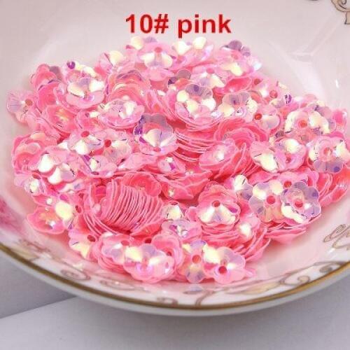 50g/lot PVC Sequins 8mm Flower Zapato Flor With 1 Center Hole Plum Blossom Cup Sequins Decoration Hologram Sequins Pink Confetti