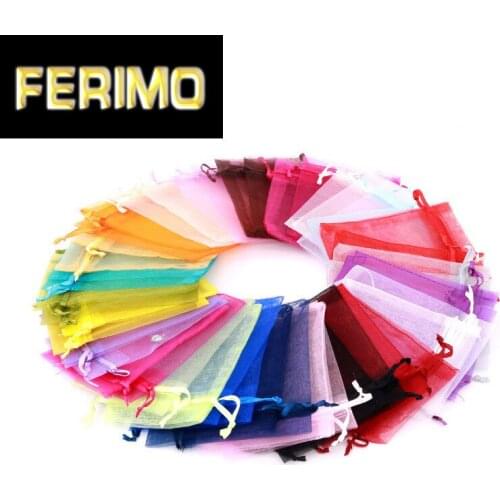 50pcs Organza Bag Jewelry Packaging Bags 25x35, 30x40, 35x50,20x30CM Drawable Bags Gift Pouches Candy Bag For Communion Decor