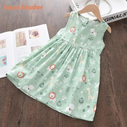 Bear Leader Girls Summer Sleeveless Dress New Fashion Casual Princess Costumes Kids Baby Flowers Casual Vestidos For 2-7 Years