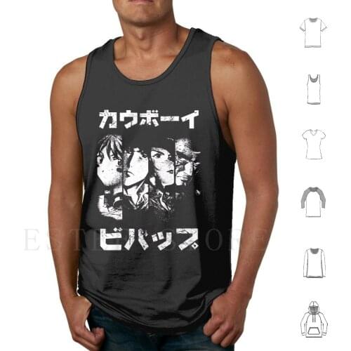 Bebop ( White ) Tank Tops Vest Cotton Cowboy Bebop Jet Edward Bebop Faye Jet Black Faye Valentine Edward Wong Hau Tivrusky Iv