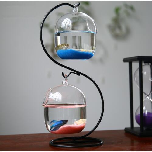 Free Shipping Diameter=10cm S Style Metal Stand Glass Aquarium Set Home Decoration Transparent Terrarium Vase Promotion Gift