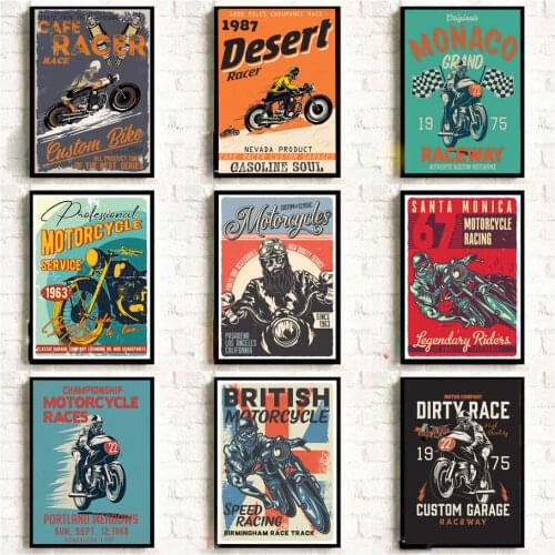 Vintage Motorcycle Club Digital Pop Art Wall Art Canvas Painting Nordic Posters And Prints Wall Pictures For Living Room Decor
