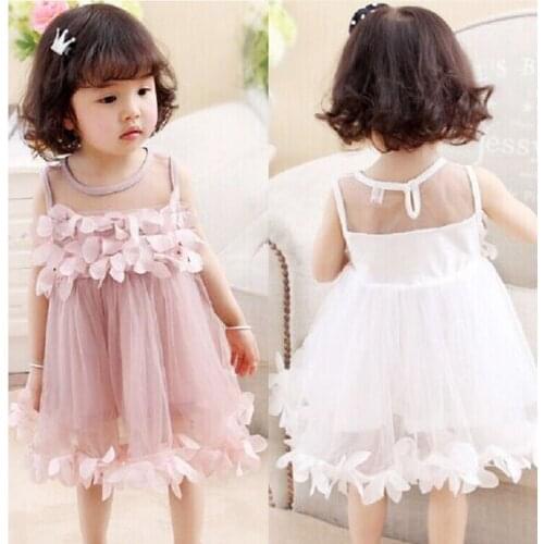 Oddler Kids Baby Gril Stitching Petals Flower Dresses Sleeveless Wedding Party Princess Dress 0-7 Years