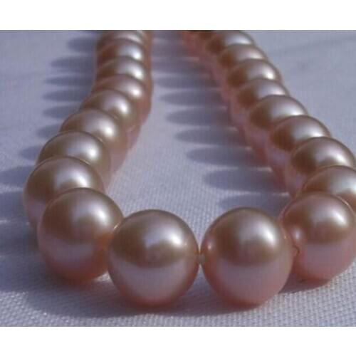 Women gift word Jewelry 17INCH GOLD CLASP HUGE Huge 13-14mm natural south sea genuine gold purple pink round pearl necklace